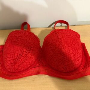 Bebe Red Lace Full Coverage Bra